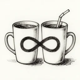 ink drawing of 2 cups with infinity symbol