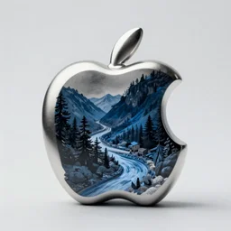 ( abstract statue ) designed by apple, studio photo, white backdrop, studio light, solid works, octane render, macro shot, in focus, dept of field, silver, blue, black design