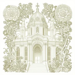 the grand temple of flowers, by elihu vedder and thomas seddon, pre raphaelite, art nouveau, fantasy architecture, flowers