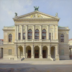 vienna state opera house, outside, oil painting