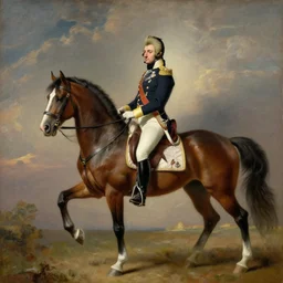 A baroque oil painting of Napoleon Bonaparte on his horse. Realistic.