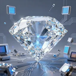 inside a dream of a diamond!!!!!!! ((((scattered with computer circuitry and led displays)))), water-cooling coolant, design by apple, trending on artstation, digital art, octane render, ray-tracing, 4k desktop background