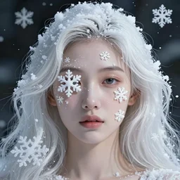 silk snowflakes forming a pretty woman's face