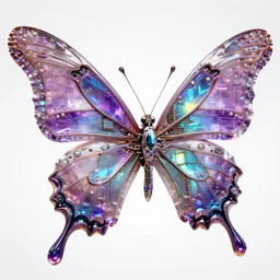 futuristic mechanical butterfly, intricate complex circuitry and iridescent microchips, colorful, crystal, neon, violet, highly detailed body, powerful and magical, ornate, photorealistic camera shot, bright studio setting, studio lighting, crisp quality and light reflections, unreal engine 5 quality render
