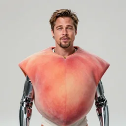 brad pitt in a peach fruit pit costume, peach pit as face, ef 8 5 mm f 1. 8 usm, bionic scifi alexandre ferra, hyper detailed, digital art, trending in artstation, cinematic lighting, studio quality, smooth render, unreal engine 5 rendered, octane rendered