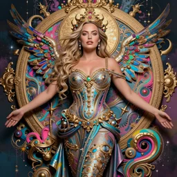 Margot robbie as a goddess in heaven, Spray Paint, insanely detailed and intricate, hypermaximalist, elegant, ornate, hyper realistic, super detailed