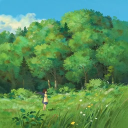 forest lanscape panorama by makoto shinkai in pixar style backdrop gouache poster paint