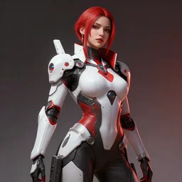 masterpiece concept art, a beautiful highly detailed sci - fi lady, confident pose, by alex ross, 8 k, intricate detail, cinematic lighting, red white and black colors