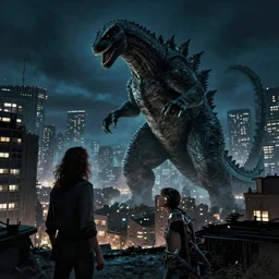 gerald brom, ellen jewett, night time, kaiju attacking a city, monster attacking city, night, steve niles, hubert robert, realistic, night, scary, night, lighting