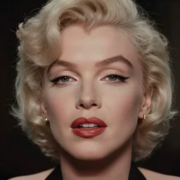 a mix of margot robbie and mariyln monroe, hyper realistic face, beautiful eyes, cinematic, long shot, hyper detailed, 8 5 mm photograph, 8 k resolution, film still, sharp lens, wide lens