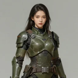 a professionally painted full body portrait of an attractive young female, clothed in military-style battle armor, olive skin, long dark hair, beautiful bone structure, symmetrical facial features, intricate, elegant, digital painting, concept art, smooth, sharp focus, illustration, finely detailed, from Metal Gear by Ruan Jia and Mandy Jurgens and Artgerm and William-Adolphe Bouguerea