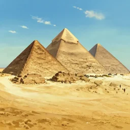egyptian landscape with pyramids by makoto shinkai