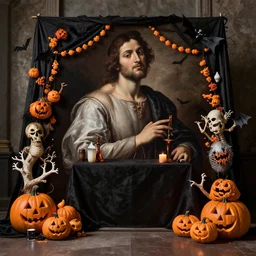 halloween inspired decoration by caravaggio, artstation
