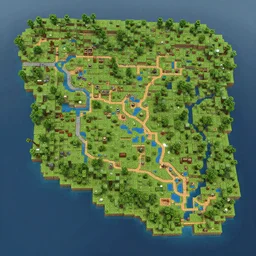 a full layout of a future Minecraft map, realistic, future is now, detailed