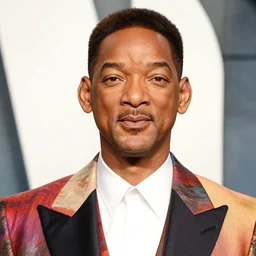 a close up photo of will smith man wearing a majestical colorful suit