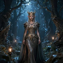 kingdom of elves, outside of time and space, dreamy, romantic, night lighting, gorgeous lighting, dramatic cinematic lighting, intricate, highly detailed, 8 k