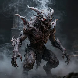 hyper realistic highly detailed terrifying smoke elemental. perfect smoke texture. photography render.