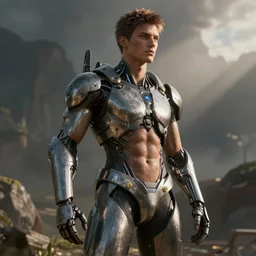 young muscular transhuman male, octane render, atmospheric