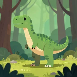 an illustration of a dinosaur k 3. 0 0 0 in the woods, trending on artstation, central composition, very cartoon, shape focus, high detailed, by anton fadeev