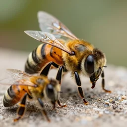 3 d bee, macro, ( depth of field, ) f 8 highly detailed