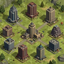 top down map of ten buildings, post - apocalyptic, style of darkwood game