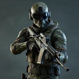 Portrait photo of Call of Duty Ghost, color, studio lighting