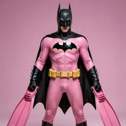 batman wearing a pink batsuit and flippers