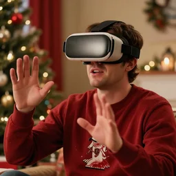 chevy chase wearing a vr headset, still from national lampoon christmas vacation
