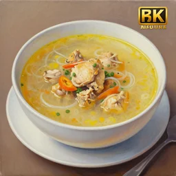 A studio photo of a plate of tasty chicken soup; the most appetizing photo in the world; trending on artstation; oil on canvas; correct perspective; extraordinary masterpiece!!!!!!; 8k
