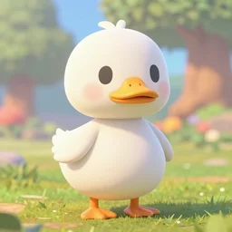 cute adorable white duck, sanrio, wholesome, ( animal crossing style ), disney, pixar, studio ghibli, blurry background, volumetric lighting, rtx, 4 k render, unreal engine 5