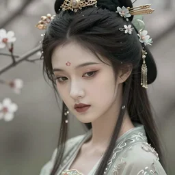 portrait of a graceful spring goddess, enigmatic beauty, esoteric, muted colors, head in focus, spring aesthetics, intricate details, elegant, highly detailed, hyperrealistic concept art, mixed medium, sharp focus, illustration, by tina cassati