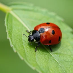 a painted ladybug on a realistic leaf