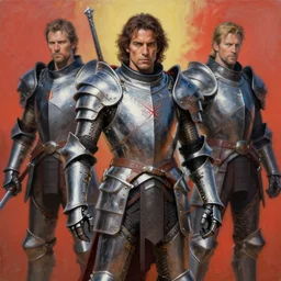 Ironclad Dead Space Danny Trejo Angelic Knight Paladin templar myrmidon wearing nanotech cuirass brad rigney dave dorman greg rutkowski james gilleard stanley pinker acrylic painting