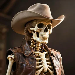 Skeleton cowboy, digital art, artstation, realistic, detailed, western