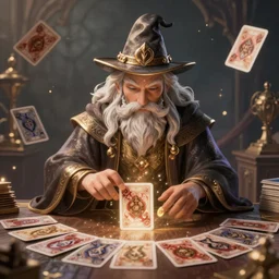 wizard shuffling cards, cards, fantasy, digital art, soft lighting, magic, concept art, 8 k