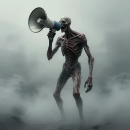 a very thin tall huge creepy megaphoneheaded humanoid. character concept art, extremely high details, octane render, fog, horror, artstation contest winner, art by michael whelan, simon stalenhag, les edwards. masterpiece