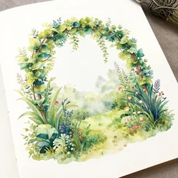 garden on paper floating puffy vines herbarium watercolors iridescent 8 k wide angle realistic artstation italian