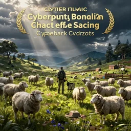 cyberpunk farm with cybersheep