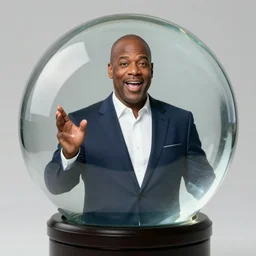 giant glass orb with steve harvey inside