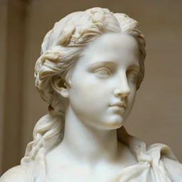 color photo of emma watson marble statue, detailed, closeup