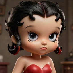 close up of a irritated animatronic betty boop, dimly lit, real - hair, photorealistic hyperdetailed 3 d matte painting, hyperrealism, hyperrealistic, cinematic, silent hill, unrealengine octane render,