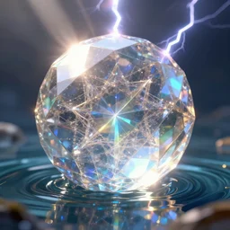 a magical and exquisite fantasy illustration of a faceted crystal ball fractal in water + prism + god rays + dramatic lightning + backlit + specular highlights + ambient occlusion + global illumination + bump map + reflective + caustics + refractive + unreal engine 5 + DOF + sharp focus, digital artwork by Dan Mumford + Peter Mohrbacher + Ash Thorp