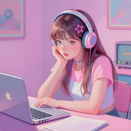 retro 9 0 s lofi girl aesthetic, girl studying, pastel, vaporwave colors, anime, hyperrealistic painting, by stanley twardowicz, ilya kuvshinov, rossdraws