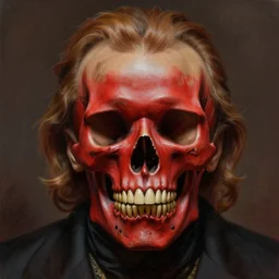 ultra realistic portrait painting of red skull vladimir lenin, art by frank frazetta, 4 k, ultra realistic, highly detailed, epic lighting