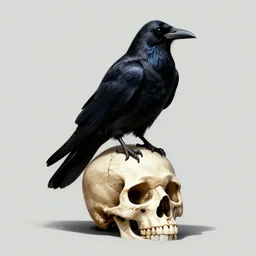 raven sitting on skull, by artgerm. hd, hq, trending on artstation.