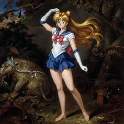 realistic Usagi Tsukino in the Birth of Venus by Botticalli