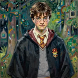 Harry Potter, painting by Mikhail Vrubel, hyper realism, 4k, 8k