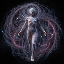 fractal god human in space, style of Lehr Paul, very detailed, modern art, 8k
