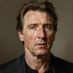portrait of Liam Neeson throat chop, realistic painting, classical painting, high definition, digital art, matte painting, very detailed, realistic