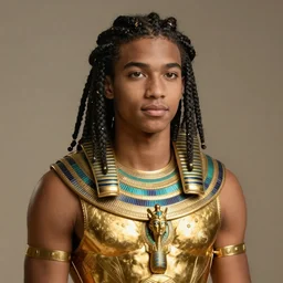 portrait young jaden smith as ancient libu, cornrows, golden egyptian chestplate, intricate, elegant, highly detailed, digital painting, artstation, concept art, smooth, sharp focus, illustration, orientalism, bouguereau, rutkowski, mucha